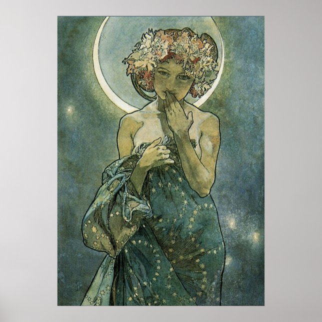 Póster Alphonse Mucha Stunning Art Nouveau Mulher #18 (Frente)