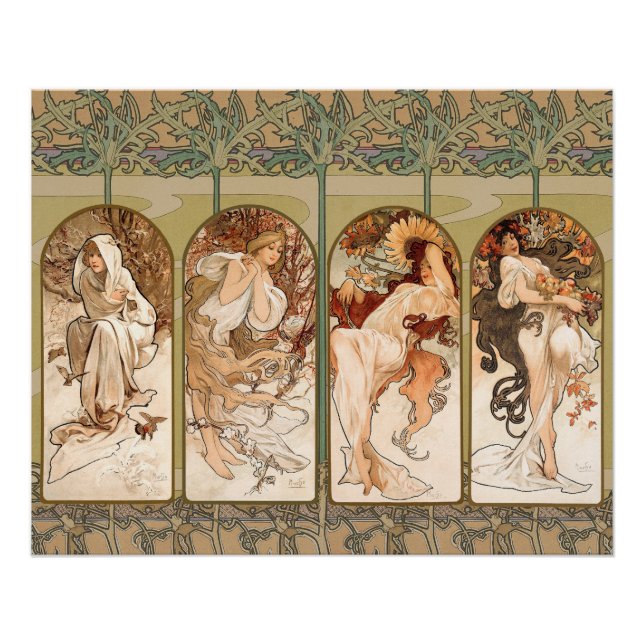 Póster Alphonse Mucha The Seasons 1897 Art Nouveau (Frente)