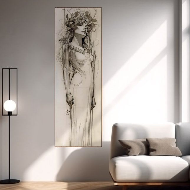 Poster Alphonse Mucha Woman Pencil Sketch Art Nouveau (Criador carregado)