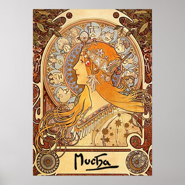 Poster Alphonse Mucha - Zodiac (Frente)