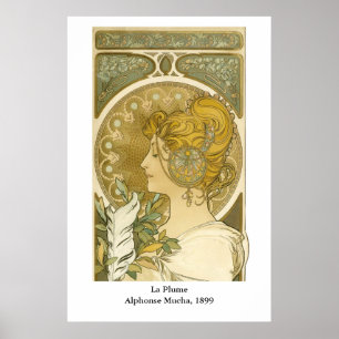 Póster Alphonse Mucha's La Plume
