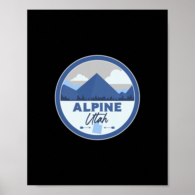 Poster Alpine Utah Ut Mountains Badge Hiking Souvenir  (Frente)
