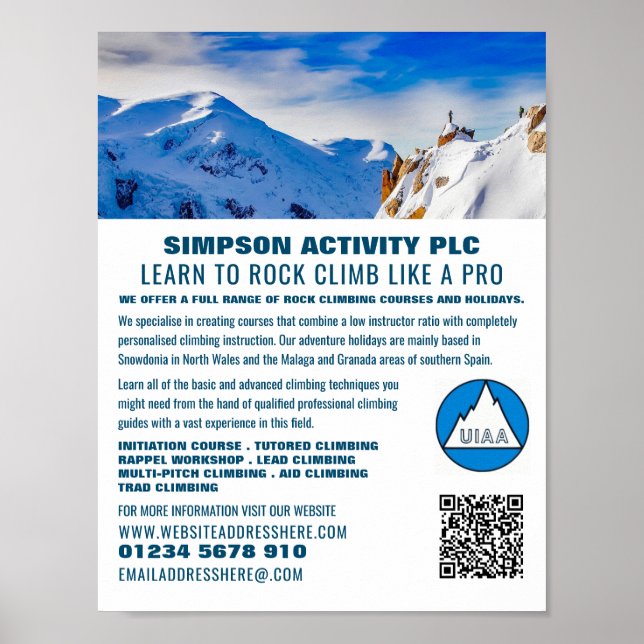 Poster Alpinismo alpino, subida e subida (Frente)