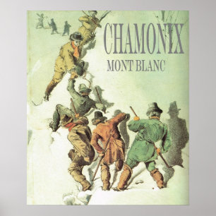 Poster Alpinismo do vintage, Mt de escalada Blanc