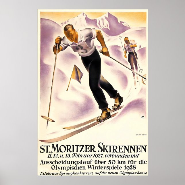 Poster Alps Mountain Cross-country Ski Saint Moritz (Frente)