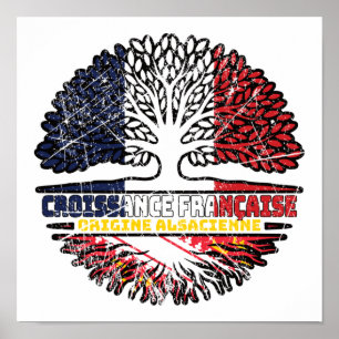 Poster Alsace Alsaciana French France Tree Roots Flag