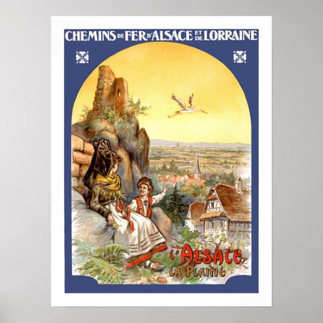 Póster Alsace France Viagens vintage (Frente)