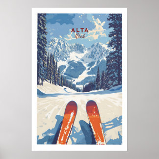Poster Alta Utah Ski View from Slopes Print - Panoramic