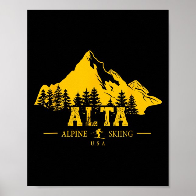 Poster Alta Utah Usa Ski Resort Alpina Skiing Wasatch Mou (Frente)