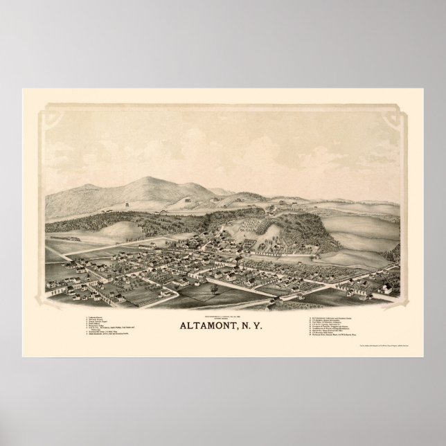 Póster Altamont, NY Panorâmica Map - 1889 (Frente)