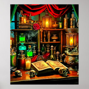 Poster Altar de Bruxa Design Místico da Noite de Fermenta
