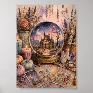 Poster Altar de Tarot Whimsigoth Globo de Neve Bruxa Hall
