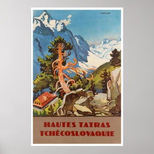 Poster Altas Tatra Arte Tchecoslováquia Cartaz de Esqui E