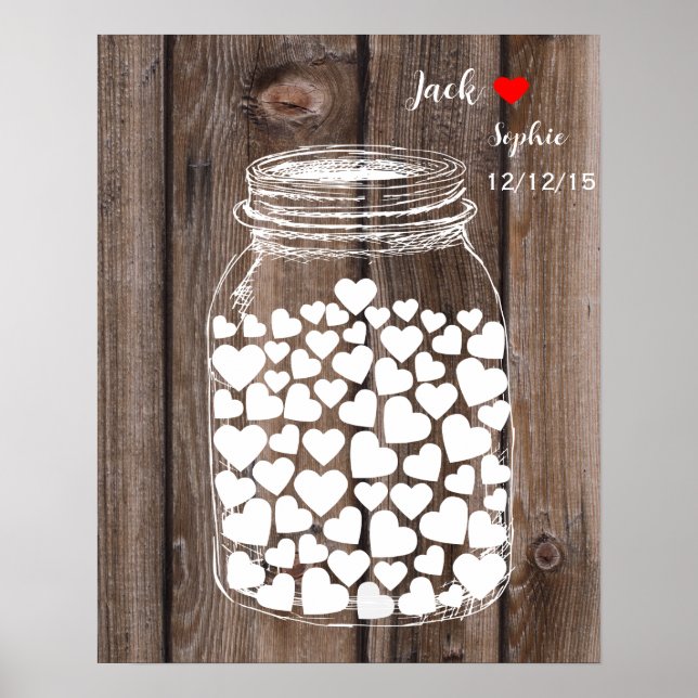 Póster Alternativo livro de hóspedes mason jar wood (Frente)