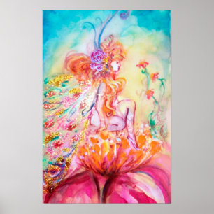 Póster ALTHEA /Fada Caprichosa na Flor Rosa