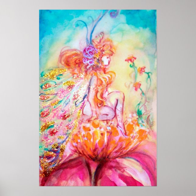 Póster ALTHEA /Fada Caprichosa na Flor Rosa (Frente)