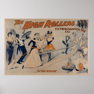 Poster alto do teatro do partido de RollersBowling