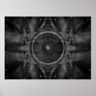 Poster Alto-falantes de música em uma parede rachada