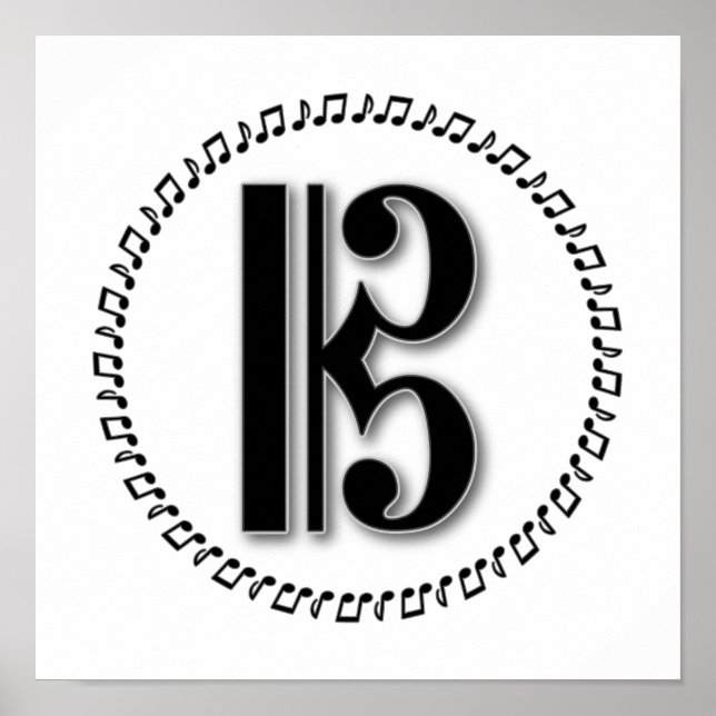Póster Alto ou Tenor Clef Music Note Design C Clef (Frente)