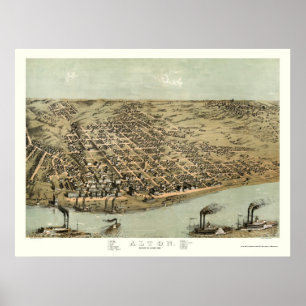 Poster Alton, mapa panorâmico do IL - 1867