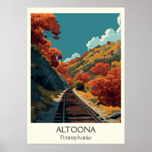 Poster Altoona Pensilvânia Vintage Mountain Rail Art