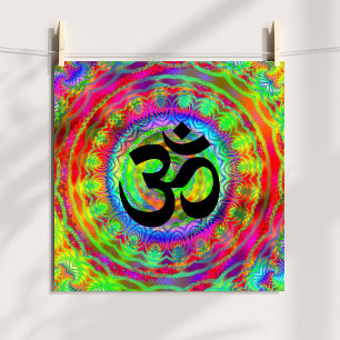 Póster Alvo de Tiedye com símbolo Om