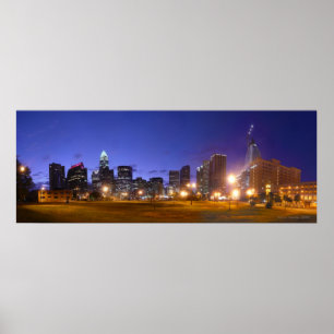 Póster Alvorecer da skyline de Charlotte - cheio @