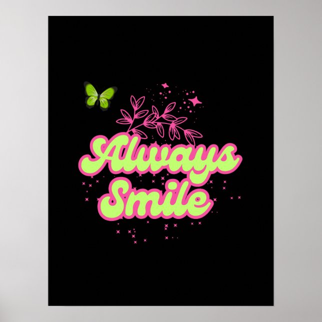 Poster Always Smile – Positive Quote Wall Art (Frente)