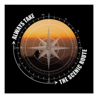 Póster Always Take The Scenic Route Hiking Lovers