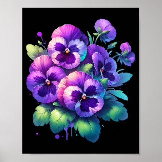 Poster Alzheimer Pansor Floral Púrpura Demência Alzheimer