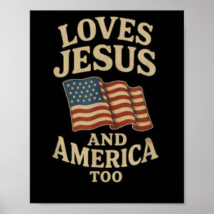 Poster Ama Jesus E América A Tee Vintage Flag Chris