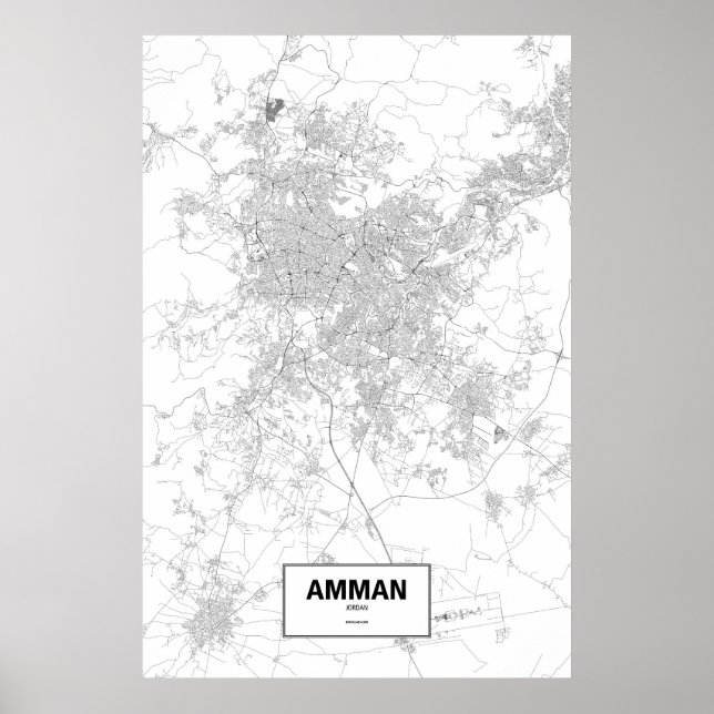 Poster Amã, Jordânia (preto no branco) (Frente)