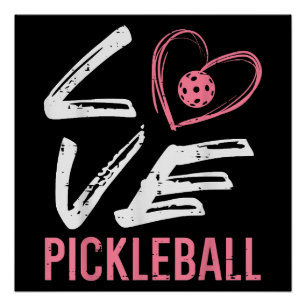 Póster Ama Pickleball Coração Picle Ball Mulheres Meninas