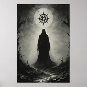 Poster Amaldiçoado fantasma demônio em frente ao seu símb