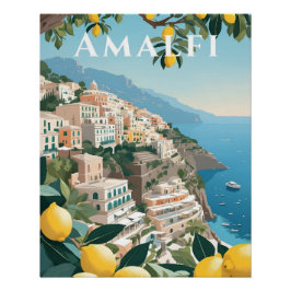 Póster Amalfi Coast Italy Travel Print