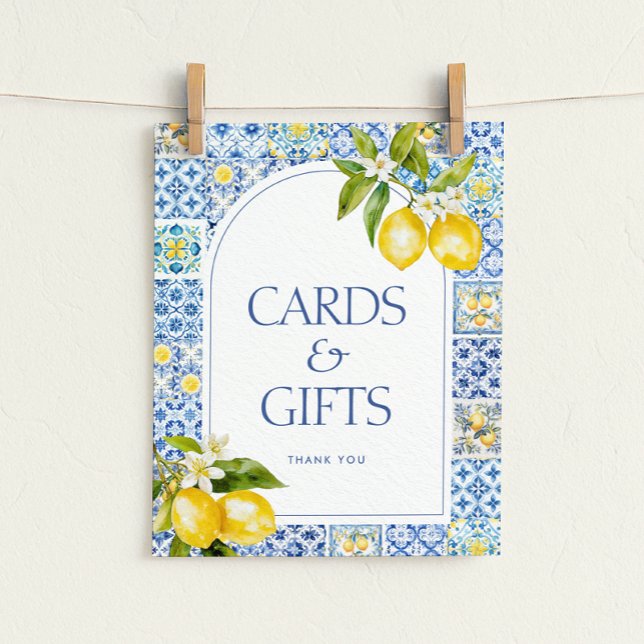 Poster Amalfi Coast Lemon Baby Shower Cards & Gifts Sign (Criador carregado)