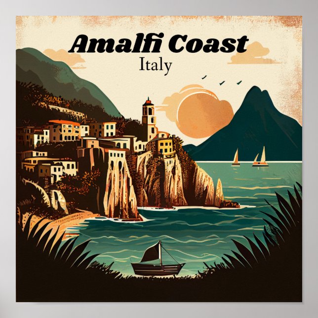Poster Amalfi Coast Vintage (Frente)