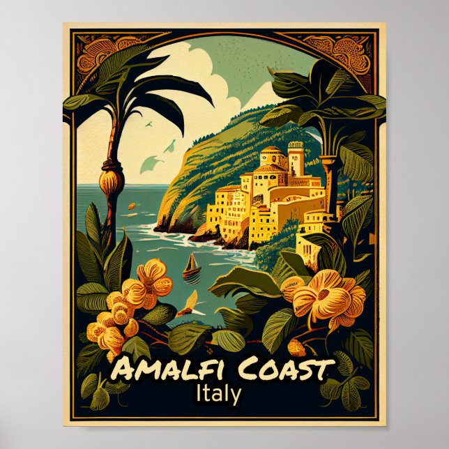 Poster Amalfi Coast Vintage (Frente)