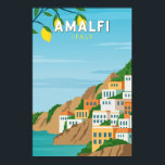 Poster Amalfi Itália Retro Viagem Art Vintage<br><div class="desc">Design de arte vetorial Amalfi. Amalfi é uma cidade que se encontra num cenário natural dramático,  abaixo de penhascos íngremes,  na costa sudoeste de Itália.</div>
