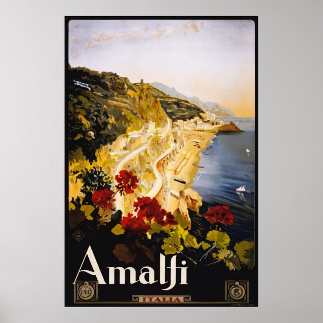 Poster Amalfi Itália - Viagens vintage (Frente)