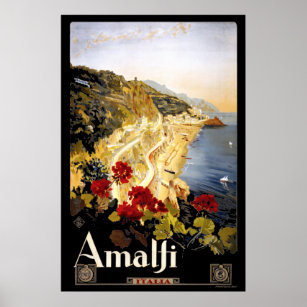 Poster Amalfi, Italy Vintage Travel Tourism