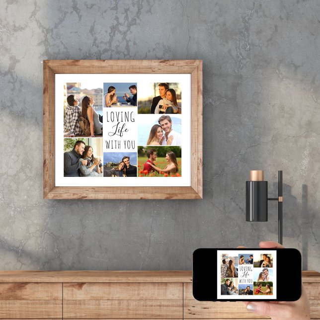 Poster Amando a Vida com Você 7 Colagem de Fotos | Branco (Criador carregado)