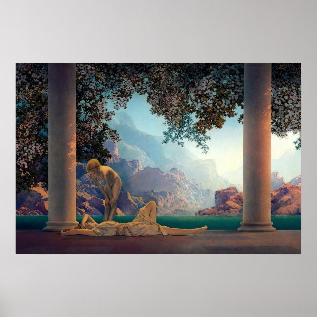 Póster Amanhecer de Maxfield Parrish em 1922 (Frente)