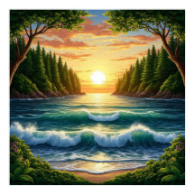 Amanhecer Deslumbrante Sobre Ondas do Oceano