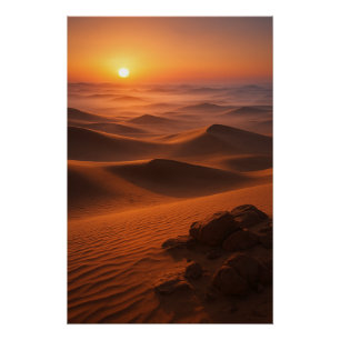 Póster Amanhecer Dourado no Deserto Árabe – Paisagem Cine