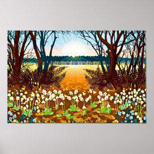Poster Amanhecer Florestal e Flores Silvestres