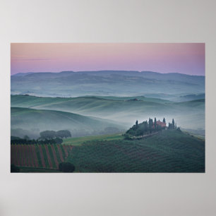 Poster Amanhecer rosa sobre um pôster de paisagem da Tosc
