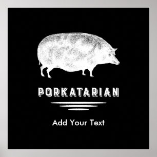 Póster Amante antigo Porkatarian do bacon do porco