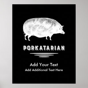 Póster Amante antigo Porkatarian do bacon do porco