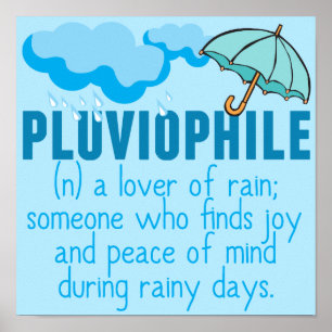 Poster Amante da Chuva Pluviômano Lindo Guarda-Chuva Azul